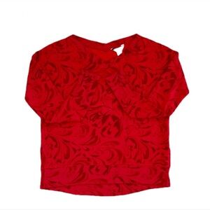 Athleta Coaster Luxe Red‎ Floral V Neck Long Sleeve Sweatshirt XS